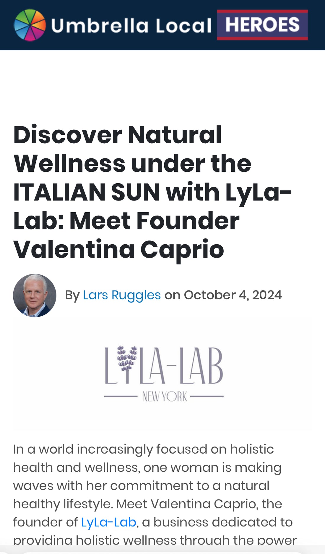 DISCOVER NATURAL WELLNESS under the ITALIAN Sun with Lyla-Lab: Meet Founder Valentina Caprio