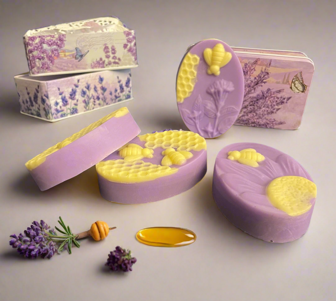 Empty tin boxes with lavender designs - elegant, portable and reusable