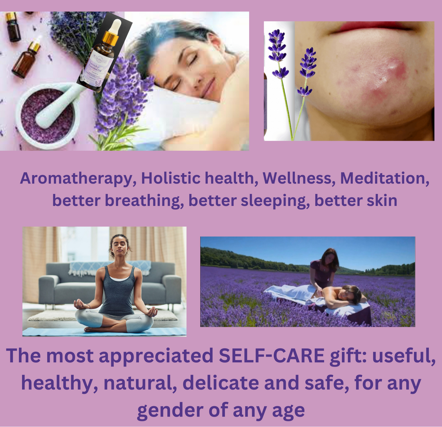 Lavender Essential Oil - 100% Natural. Pure, undiluted, and safe for topical use. Delicate Aroma