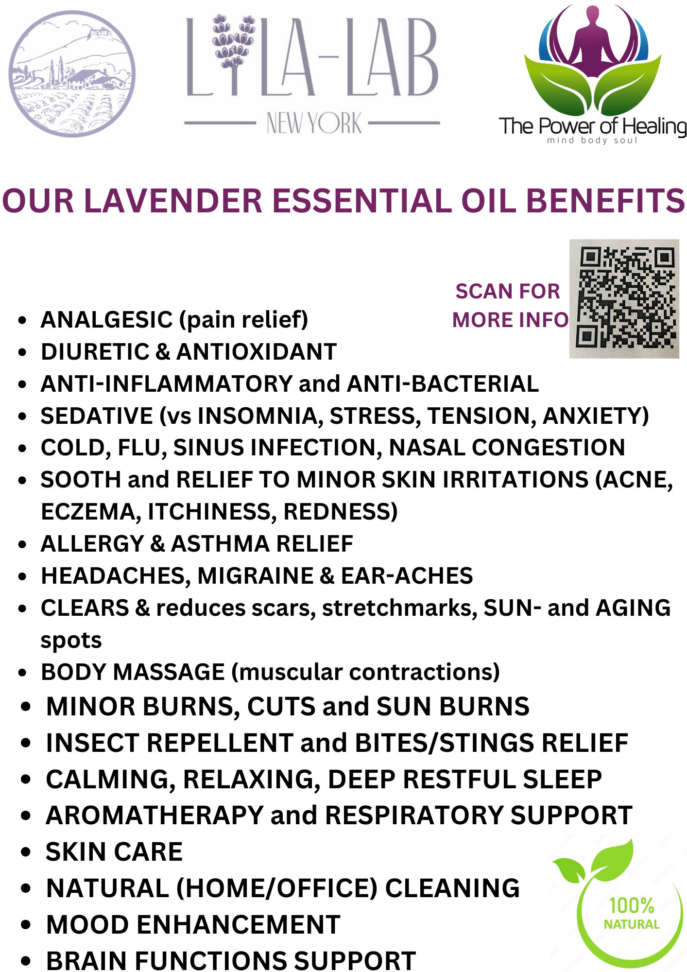 Lavender Essential Oil - 100% Natural. Pure, undiluted, and safe for topical use. Delicate Aroma