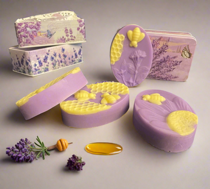 EMPTY Tin boxes with lavender designs